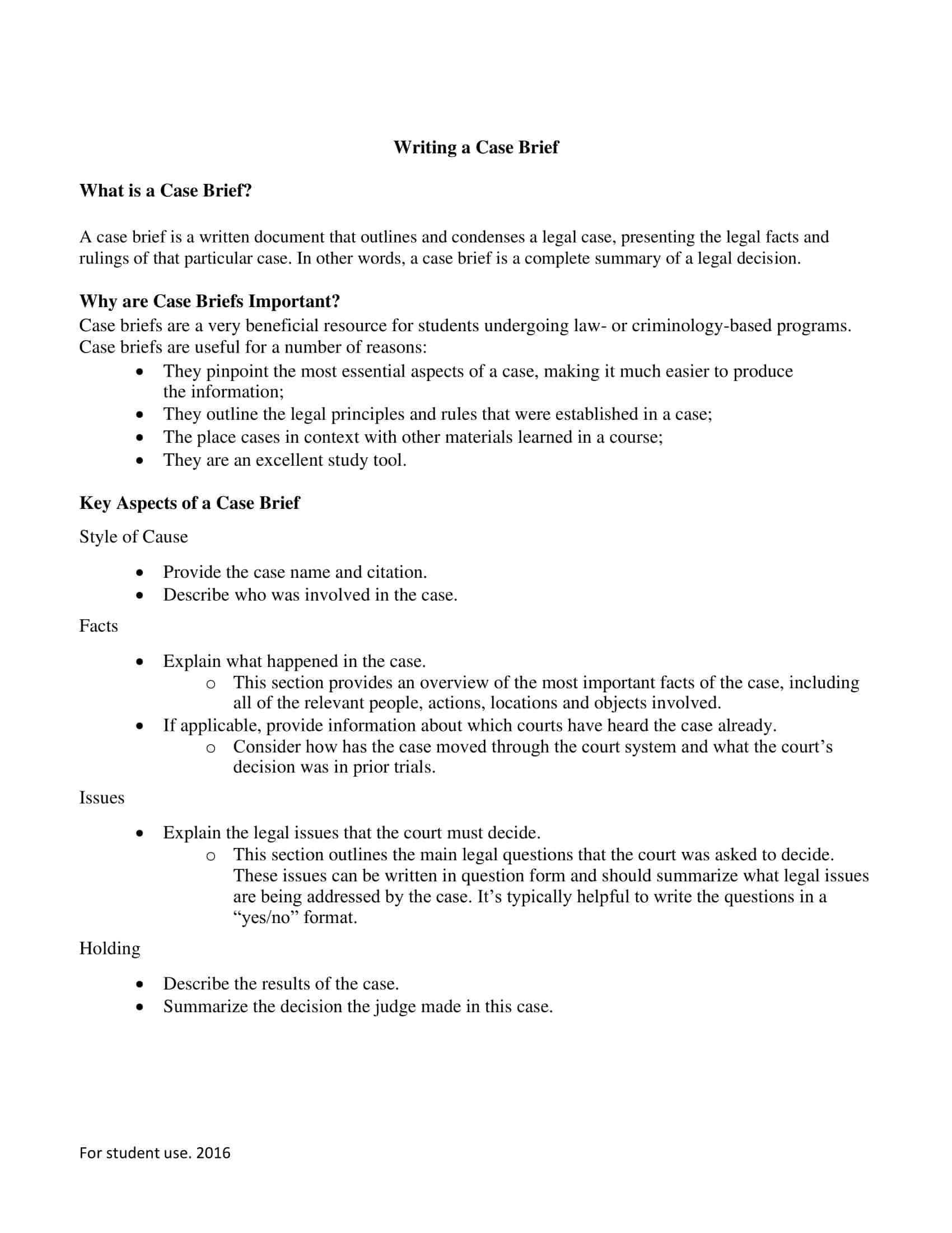 Free Printable Case Brief Templates [PDF, Word]