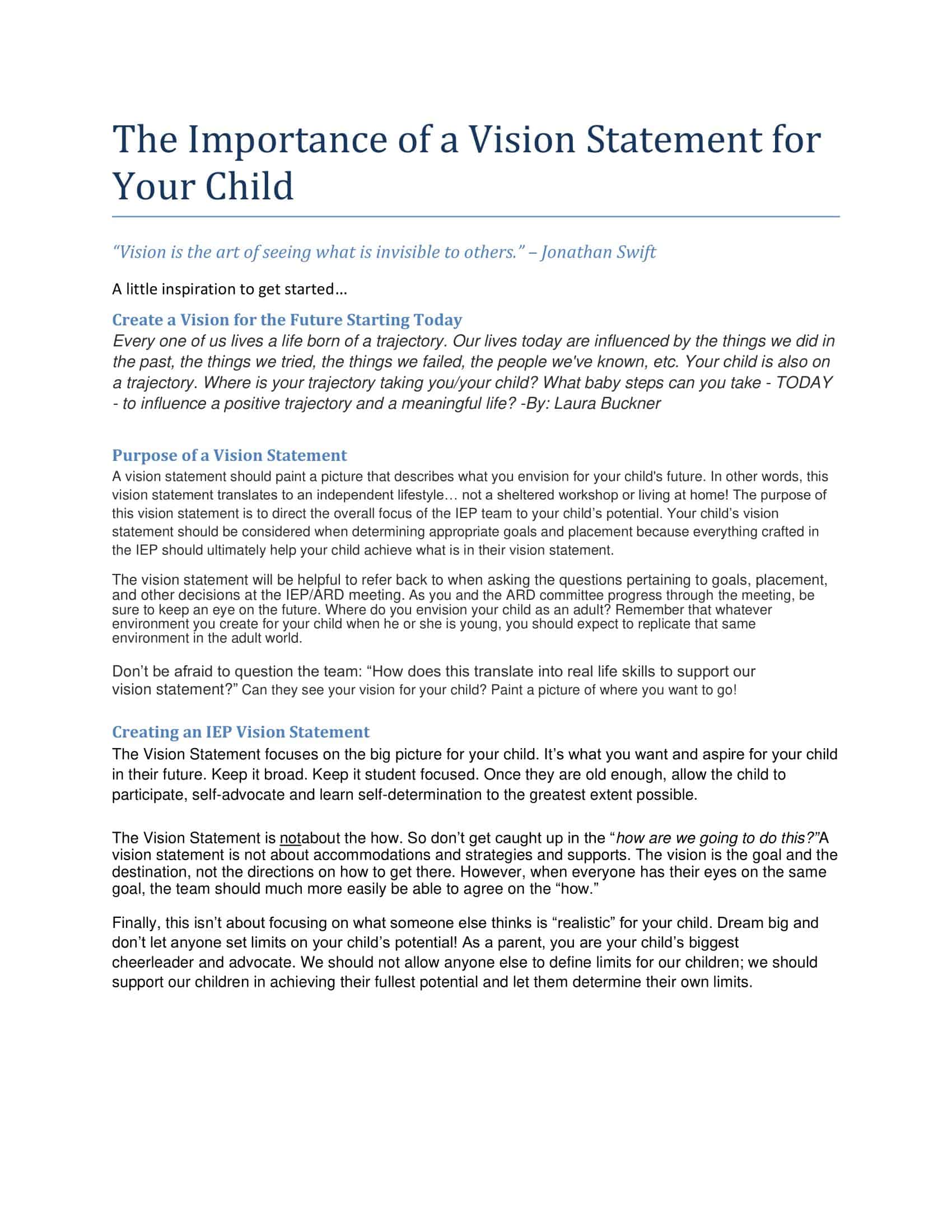 Free Printable Vision Statement Templates [Word, PDF] Examples