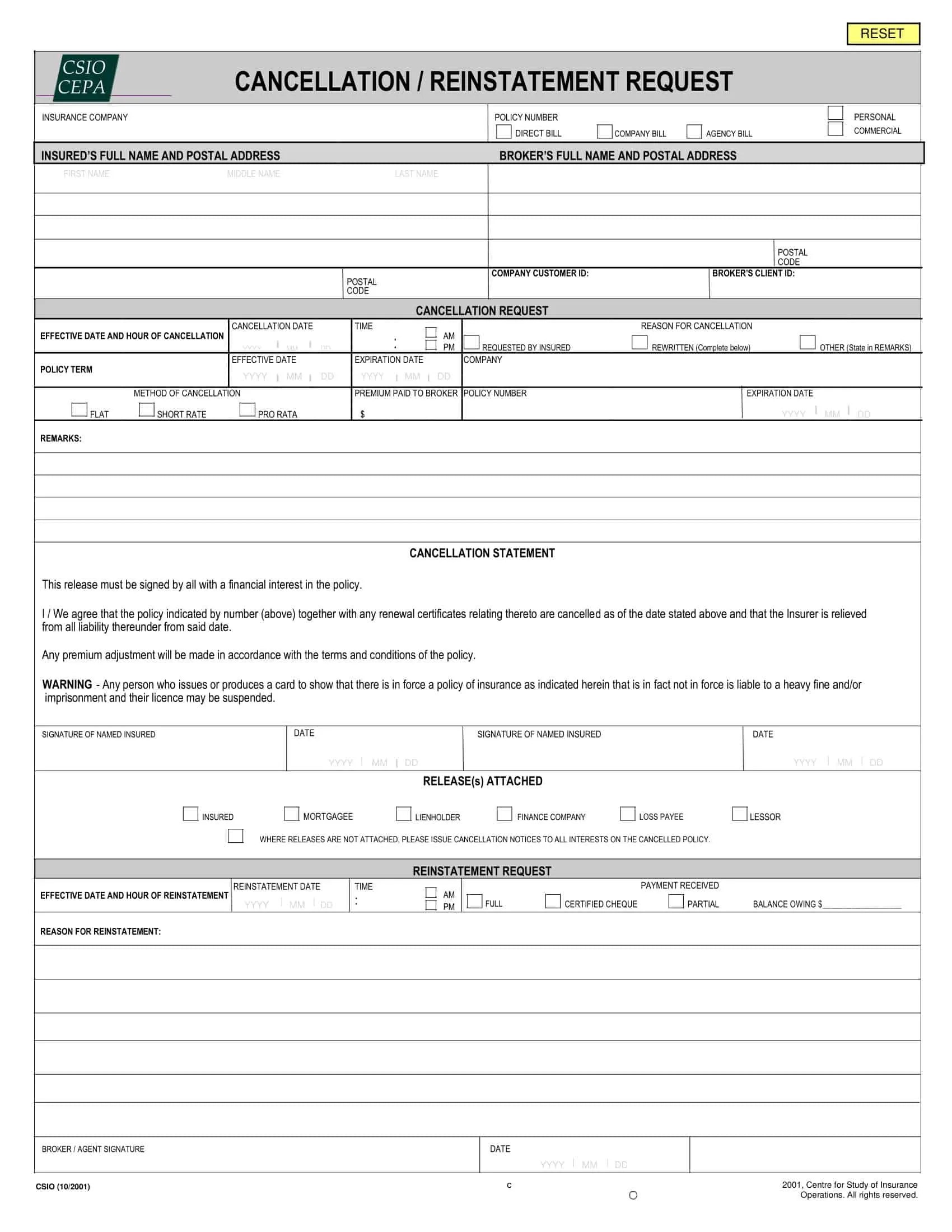 Free Printable Insurance Cancellation Letter Templates [PDF, Word]