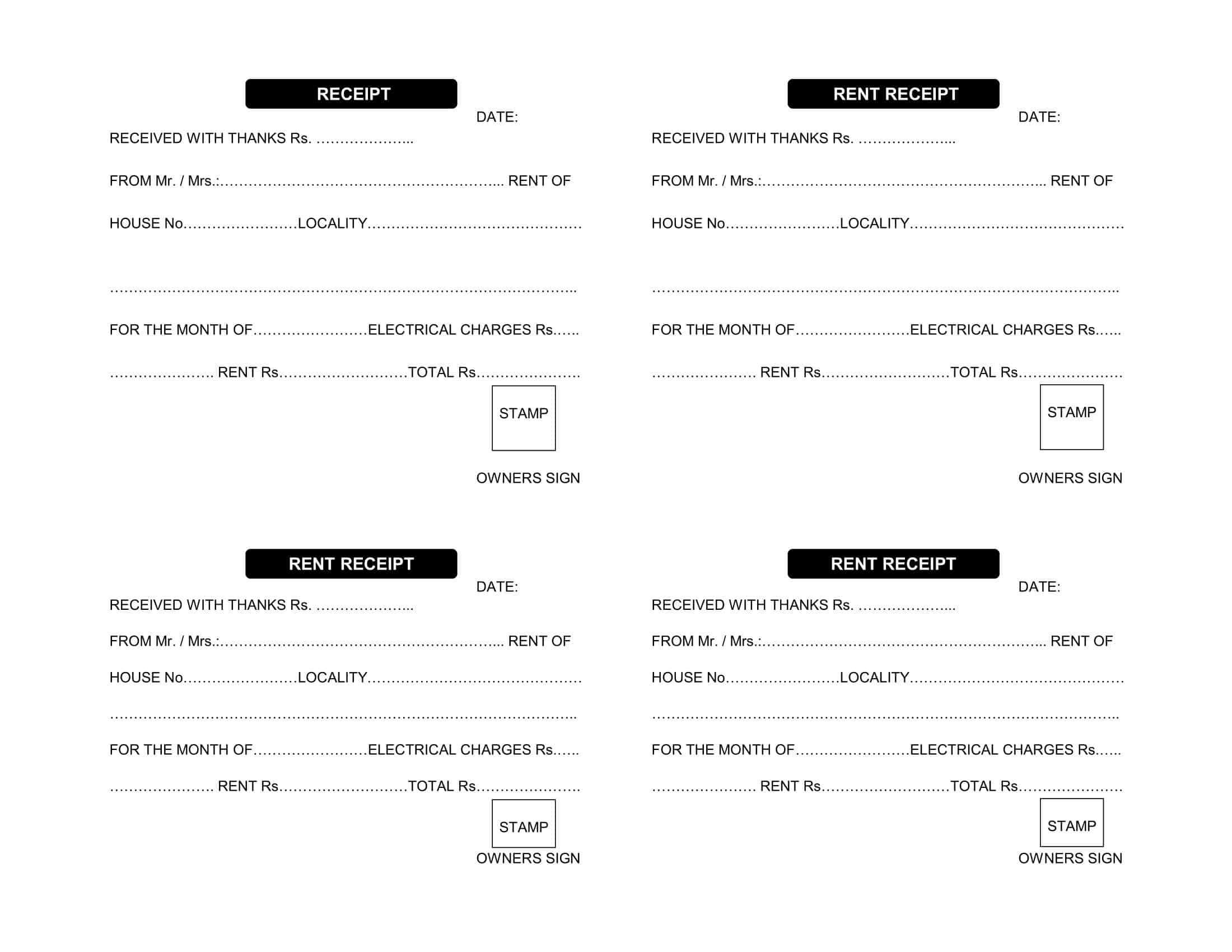 Free Printable Rent Receipt Template [Word, Excel] +Fillable Download