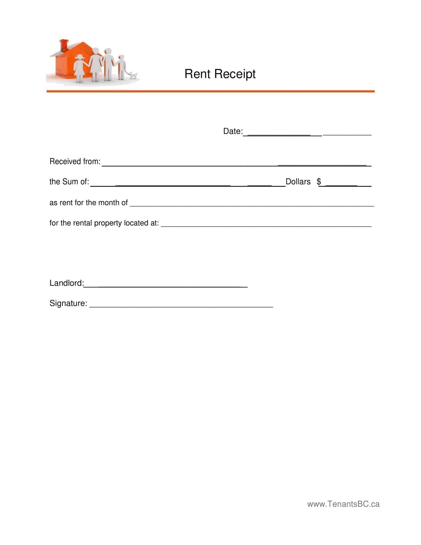 Free Printable Rent Receipt Template [Word, Excel] +Fillable Download
