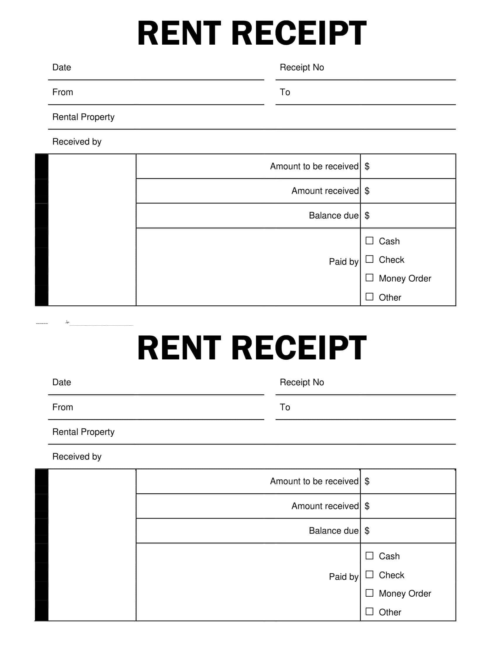 Free Printable Rent Receipt Template [Word, Excel] +Fillable Download