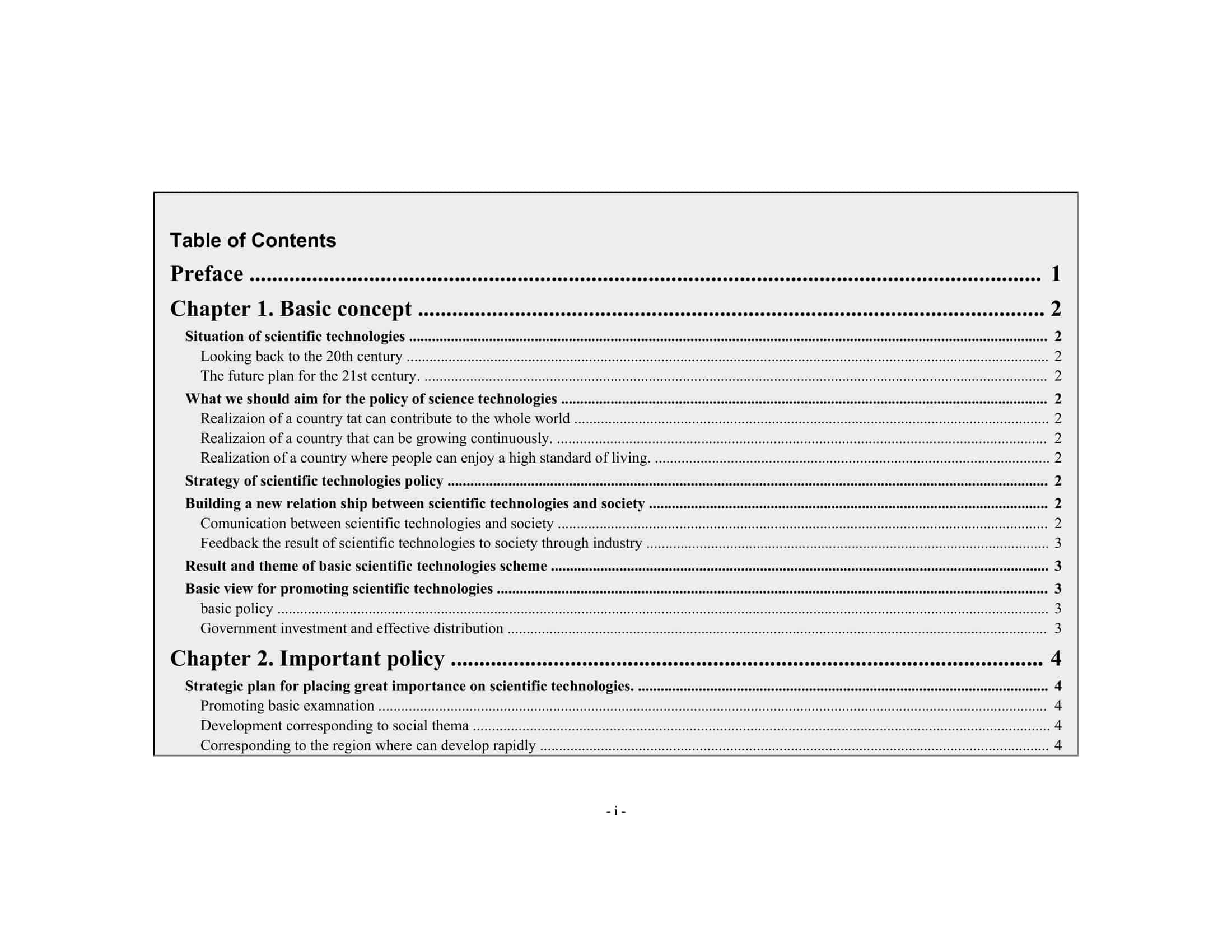 Free Printable Table Of Contents Templates Blank TOC Examples [PDF]
