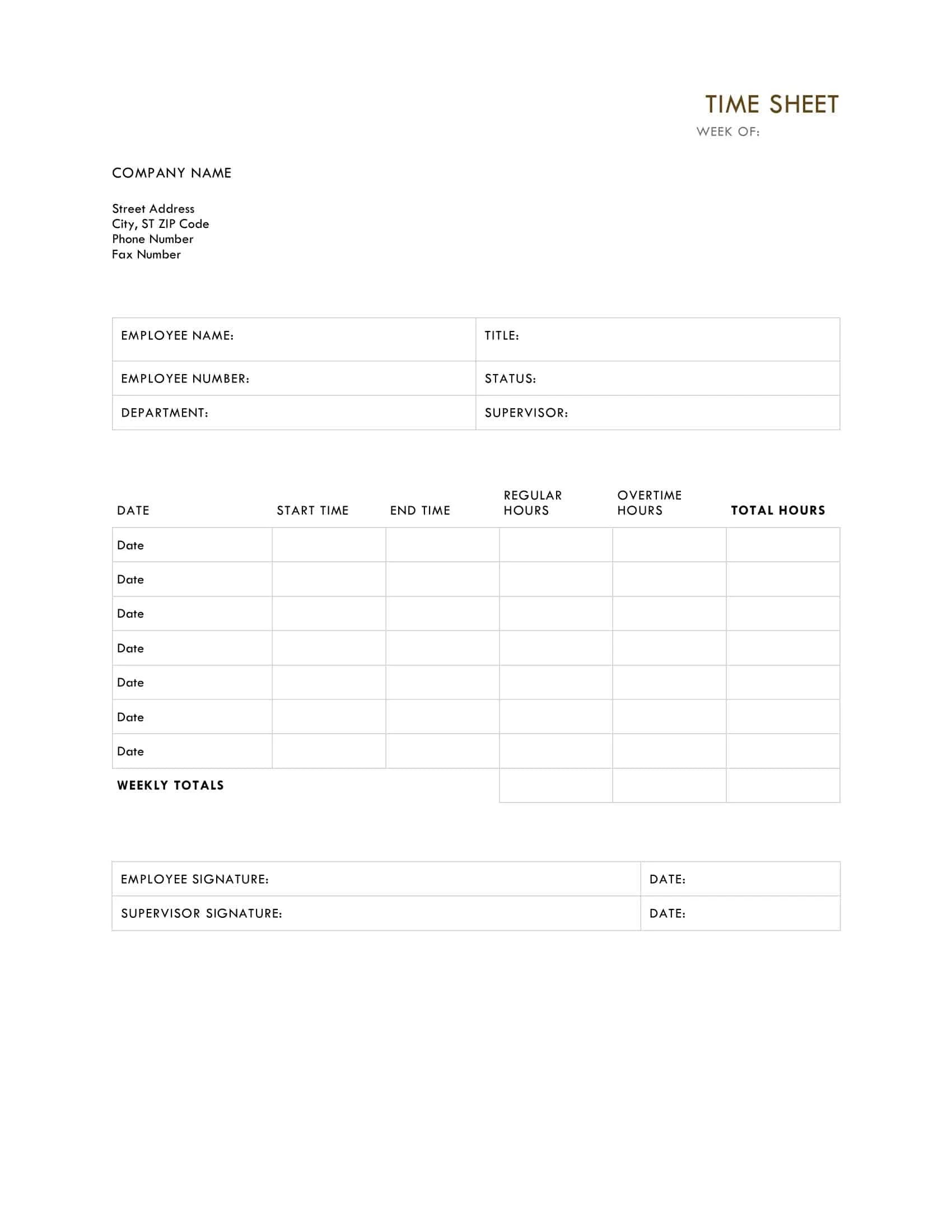Free Printable Timesheet Templates [Excel, PDF, Word]