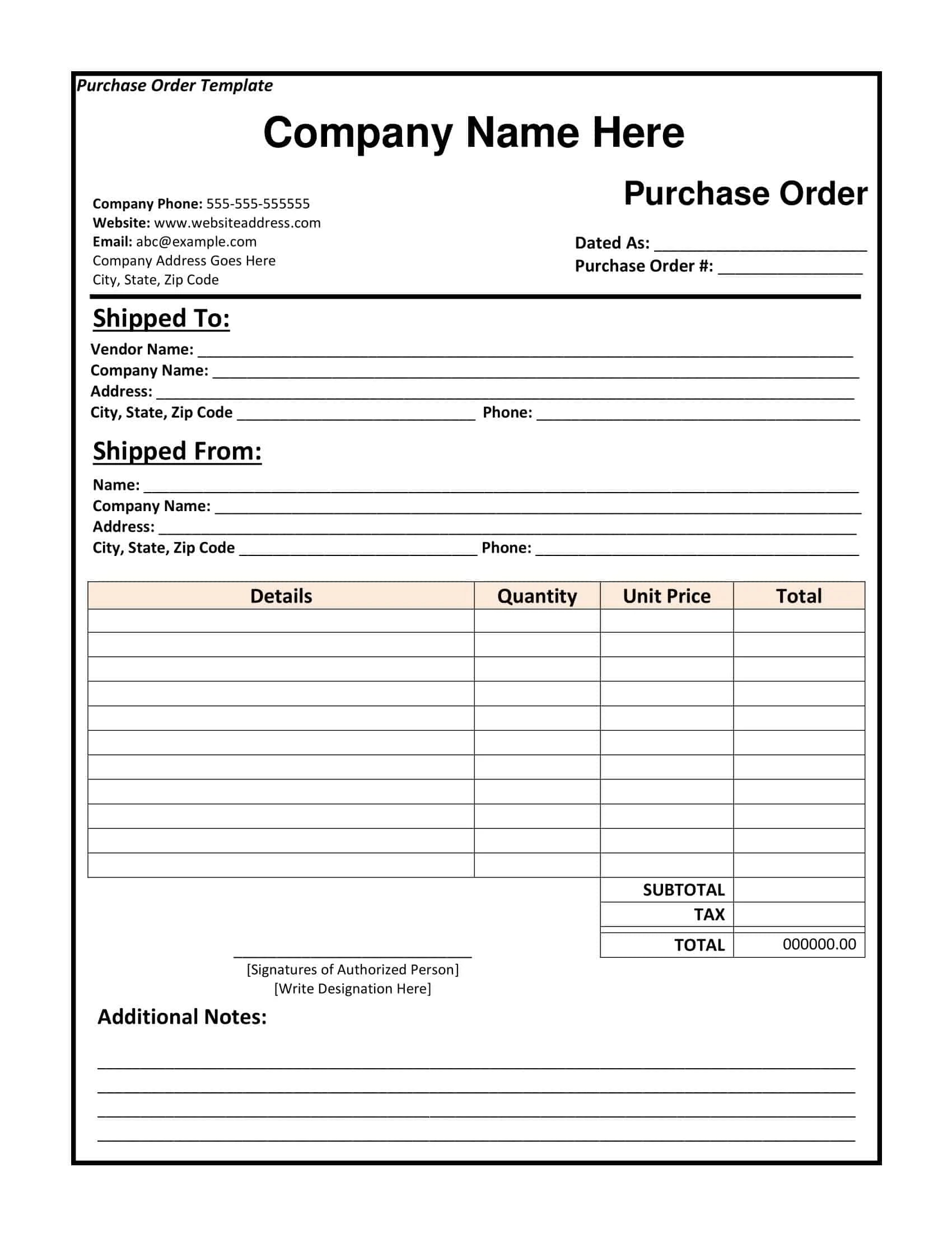 Free Printable Purchase Order Templates [PDF, Excel]