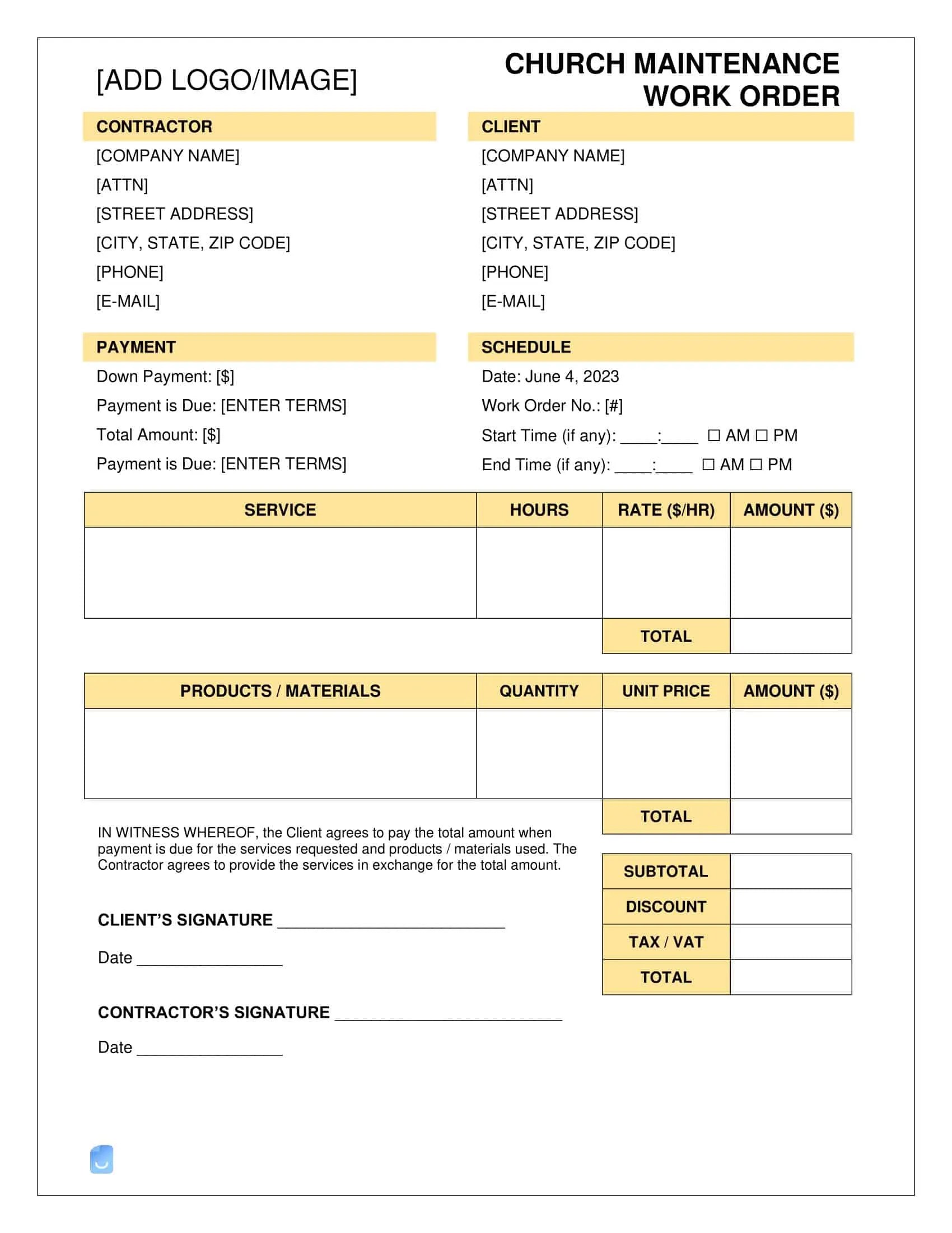 Free Printable Work Order Templates [Excel, Word, PDF] For Landscaping