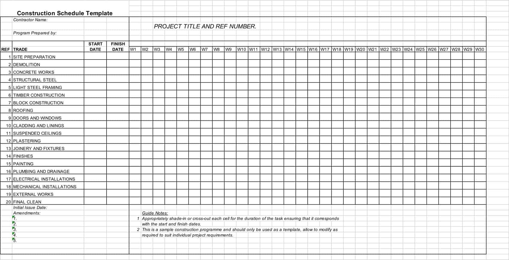 Free Printable Construction Schedule Templates [PDF, Word]
