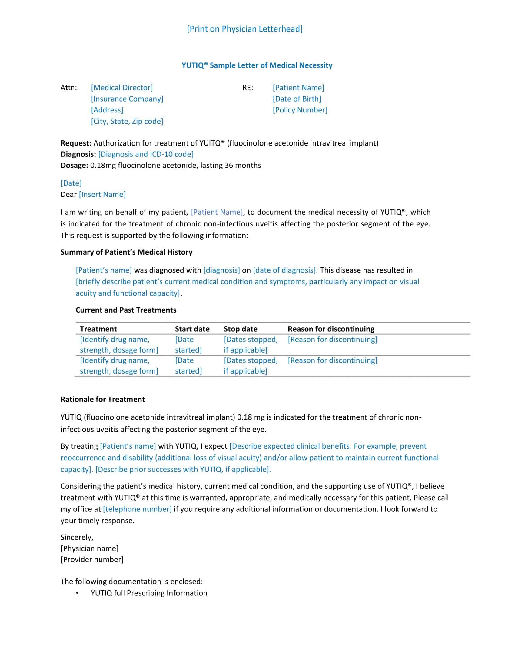 Free Printable Letter Of Medical Necessity Templates [PDF, Word]