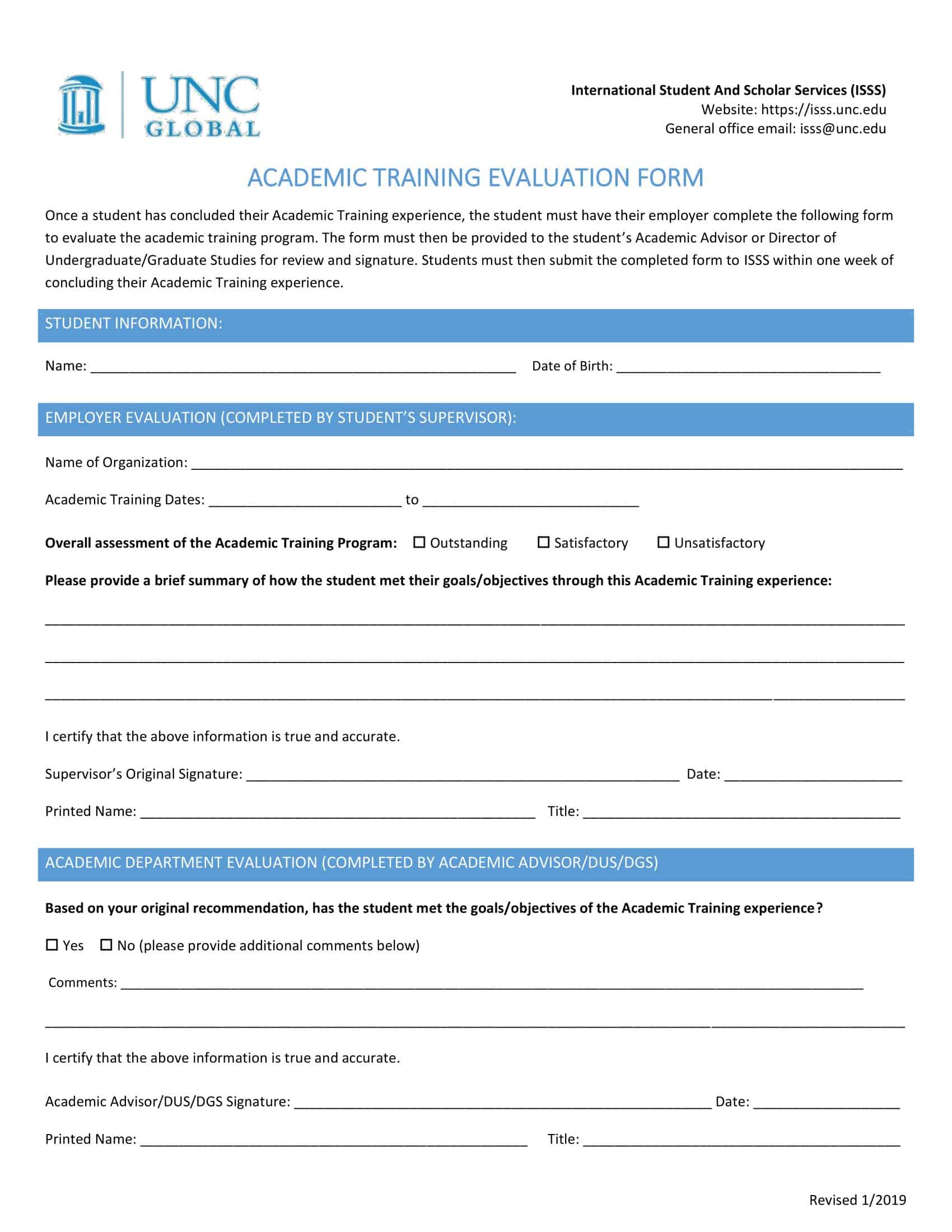Free Printable Training Evaluation Form Template [PDF, Word]