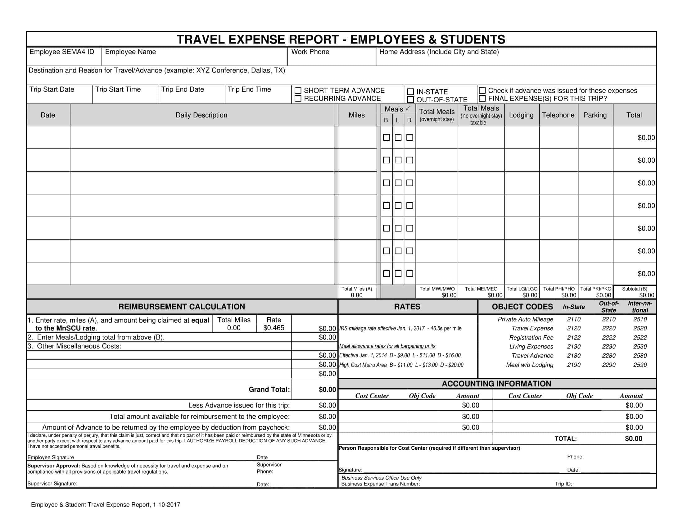 Free Printable Travel Expense Report Templates [Excel, PDF, Word]