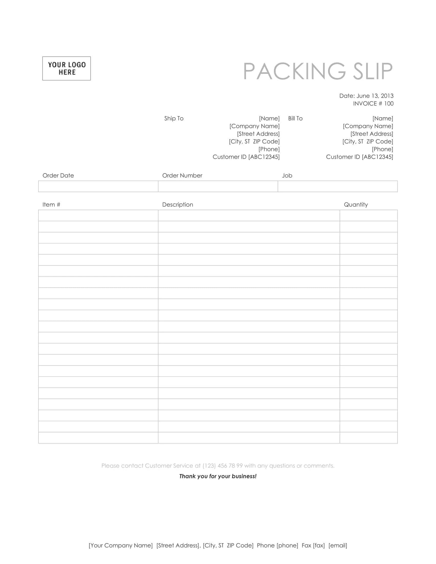 Free Printable Packing Slip Templates [Excel, Word, PDF]