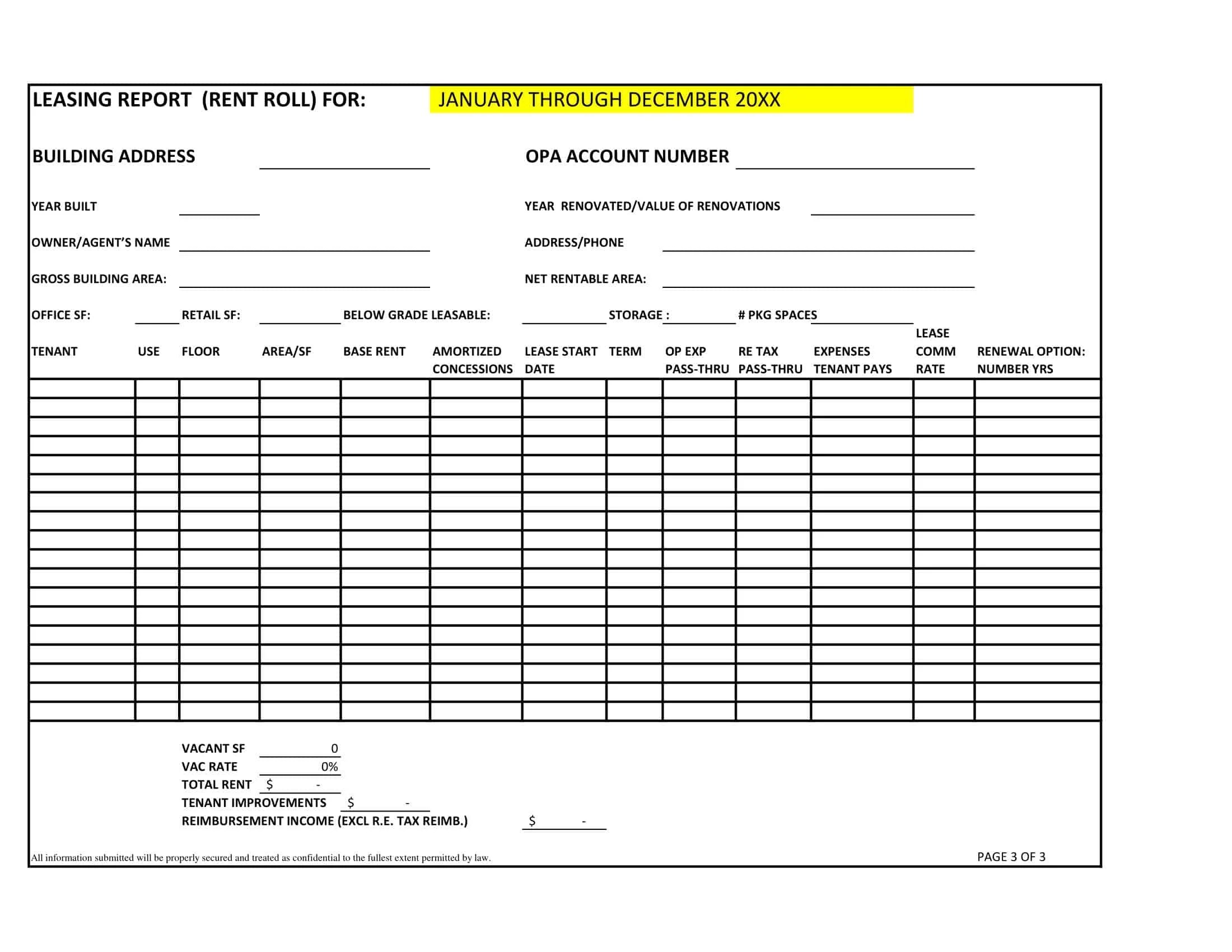 Free Printable Rent Roll Templates [PDF, Word, Excel, Google Sheets]