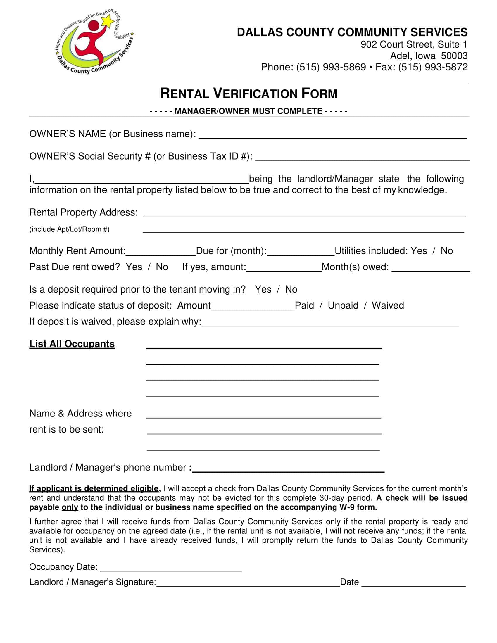 Free Printable Rental Verification Form Templates [Word, PDF] Landlord