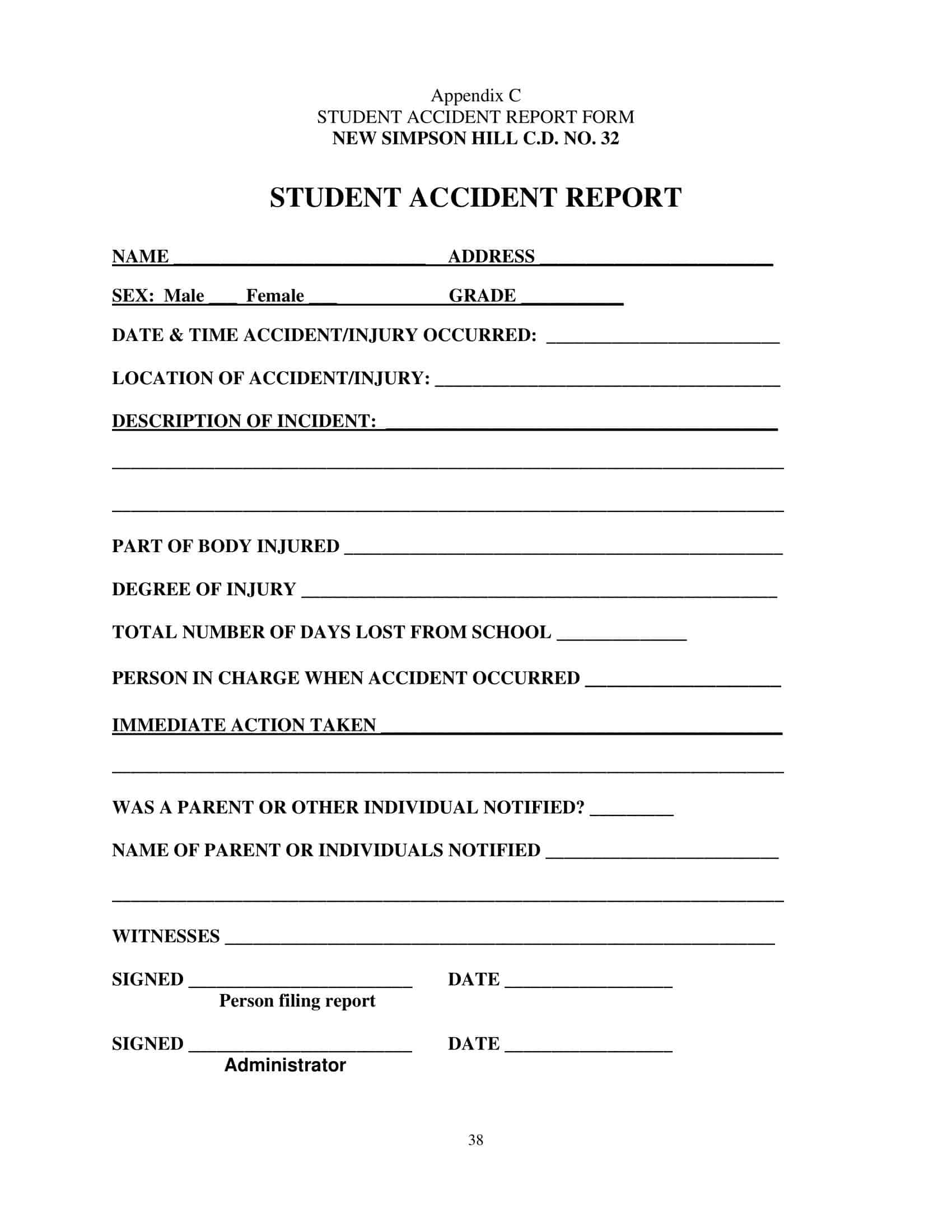 Free Printable Accident Report Form Templates [PDF, Word, Excel]
