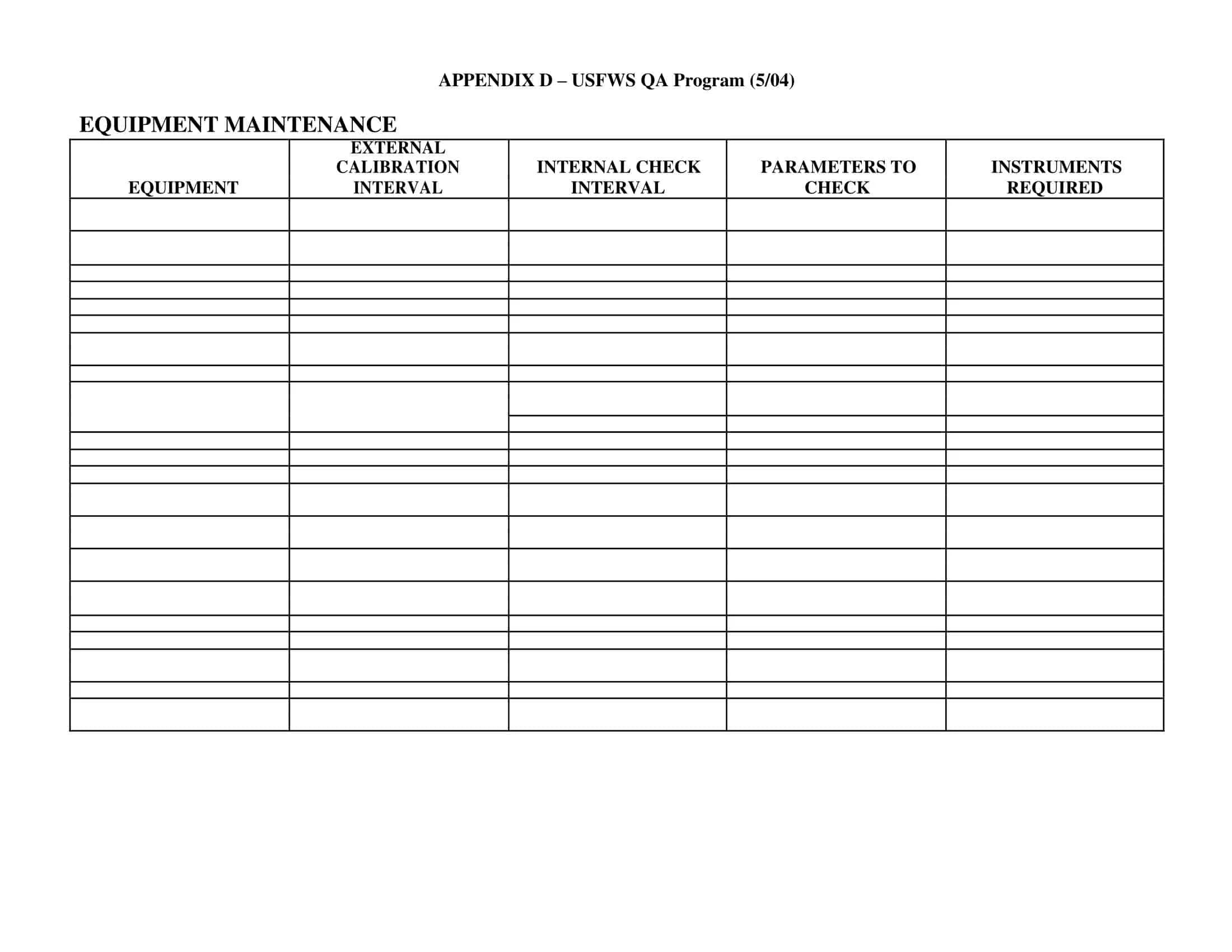 Free Printable Equipment Maintenance Log Templates [PDF, Excel]