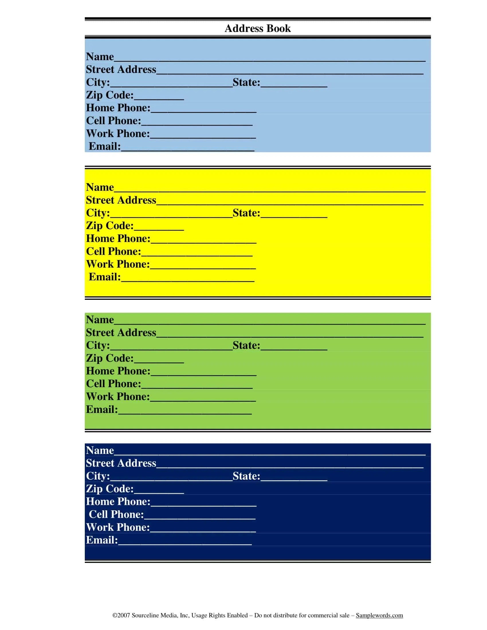 Free Printable Address Book Templates [PDF, Excel, Word]