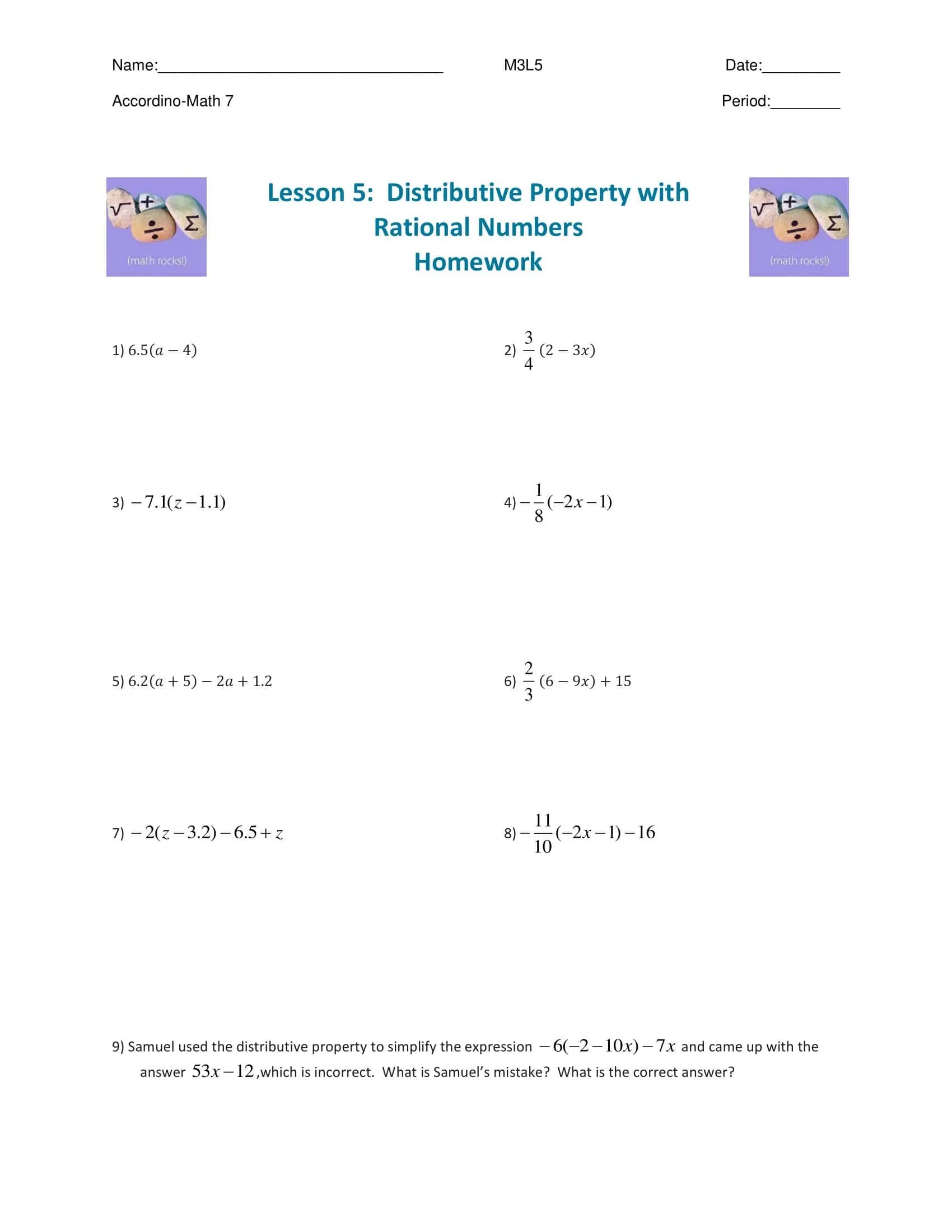 Free Printable Distributive Property Worksheet Templates [Answers]