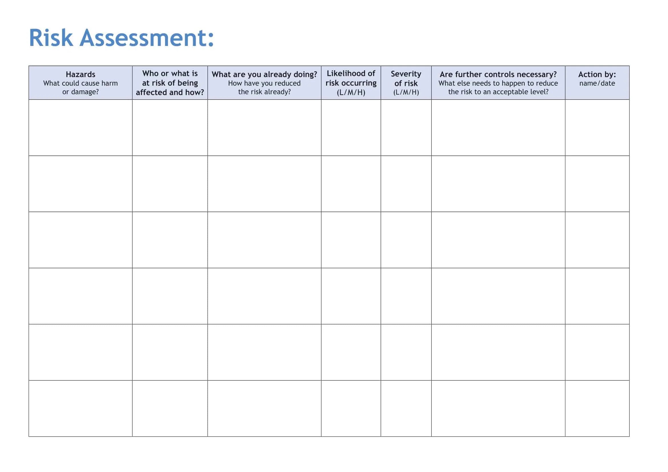 Free Printable Risk Assessment Templates [Excel, Word, PDF] Examples