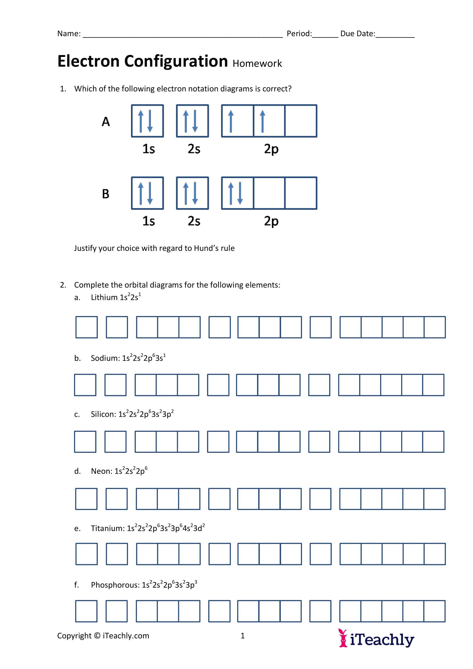Free Printable Electron Configuration Worksheet [Practice & Problems] +PDF