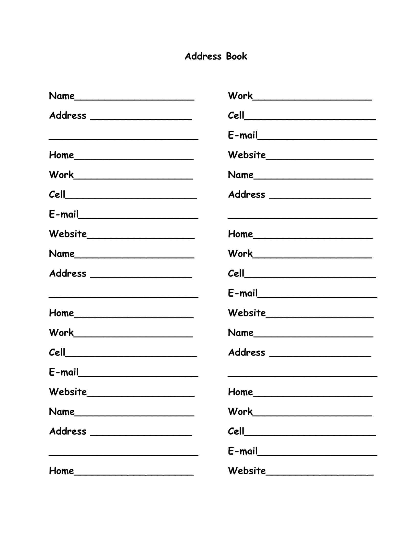 Free Printable Address Book Templates [PDF, Excel, Word]
