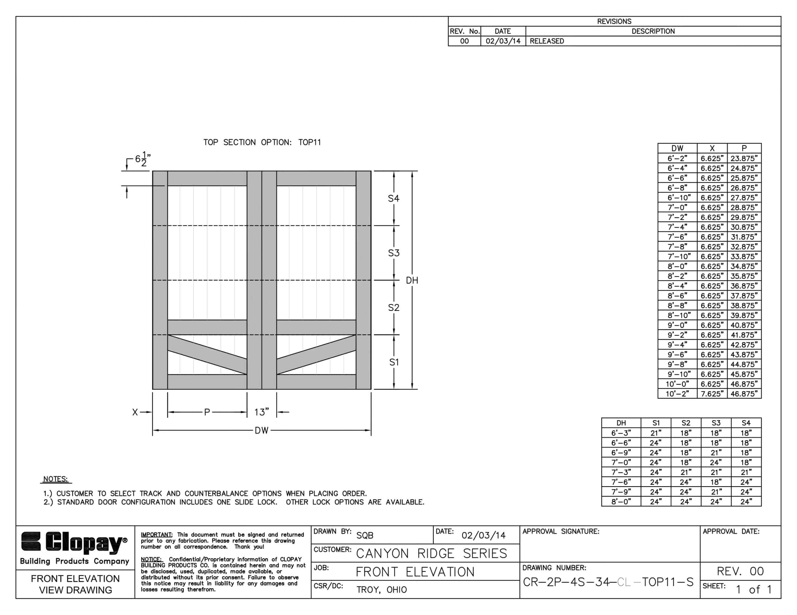 Free Printable Garage Door Sizes Chart Templates [PDF] / Inches