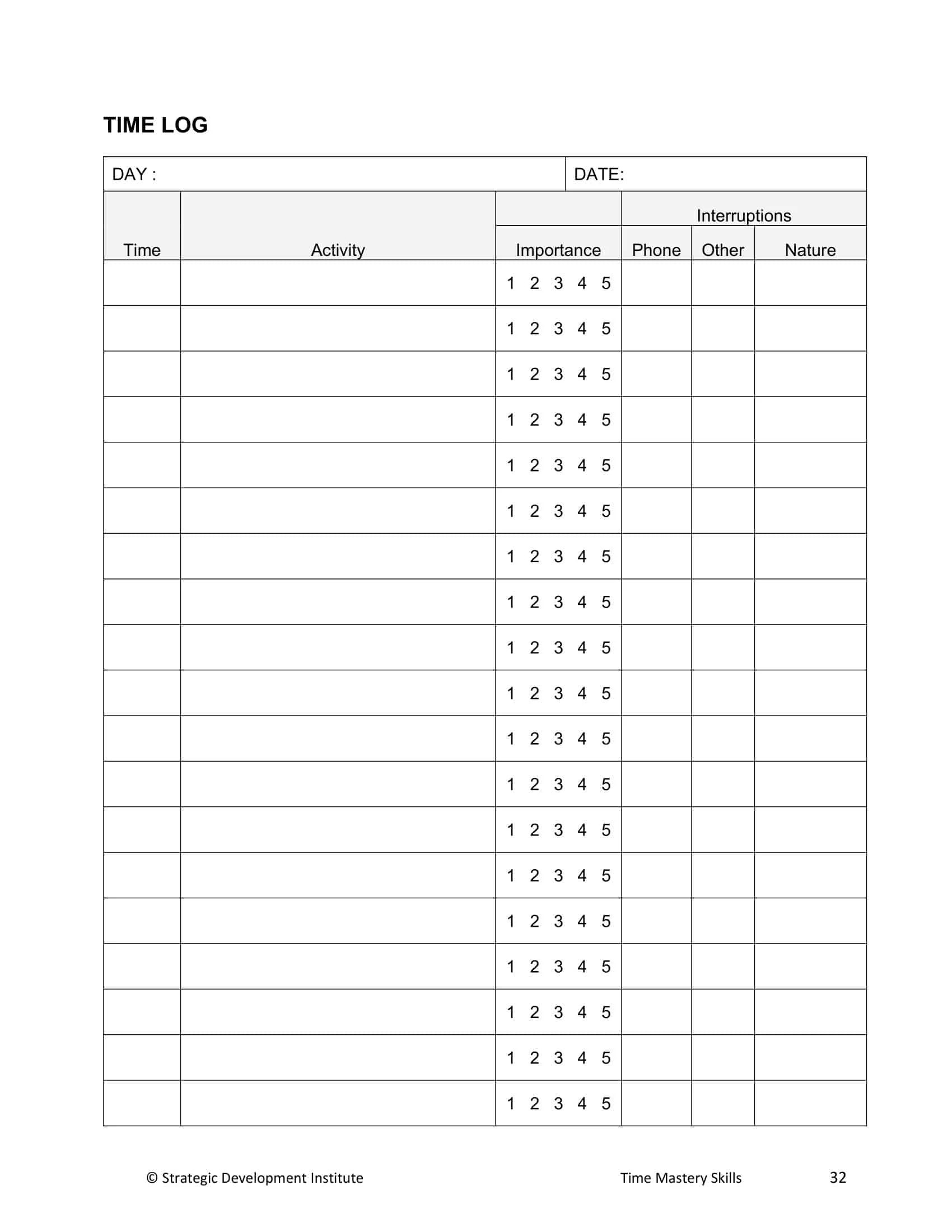 Free Printable Time Log Templates [PDF, Excel, Word]