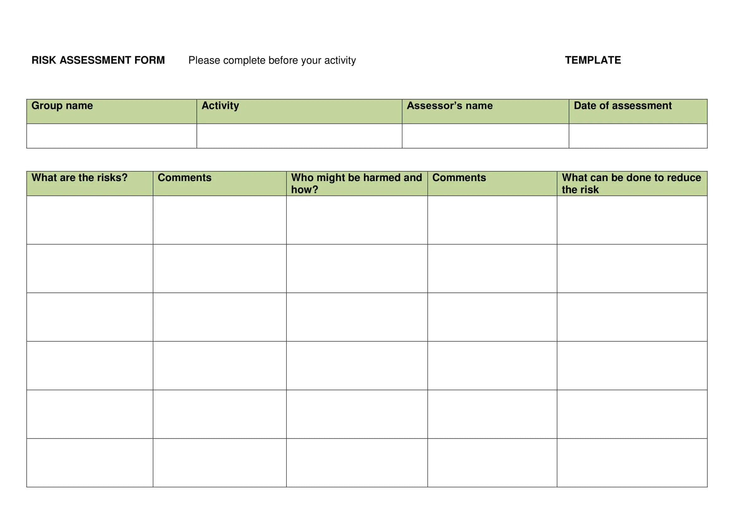 Free Printable Risk Assessment Templates [Excel, Word, PDF] Examples