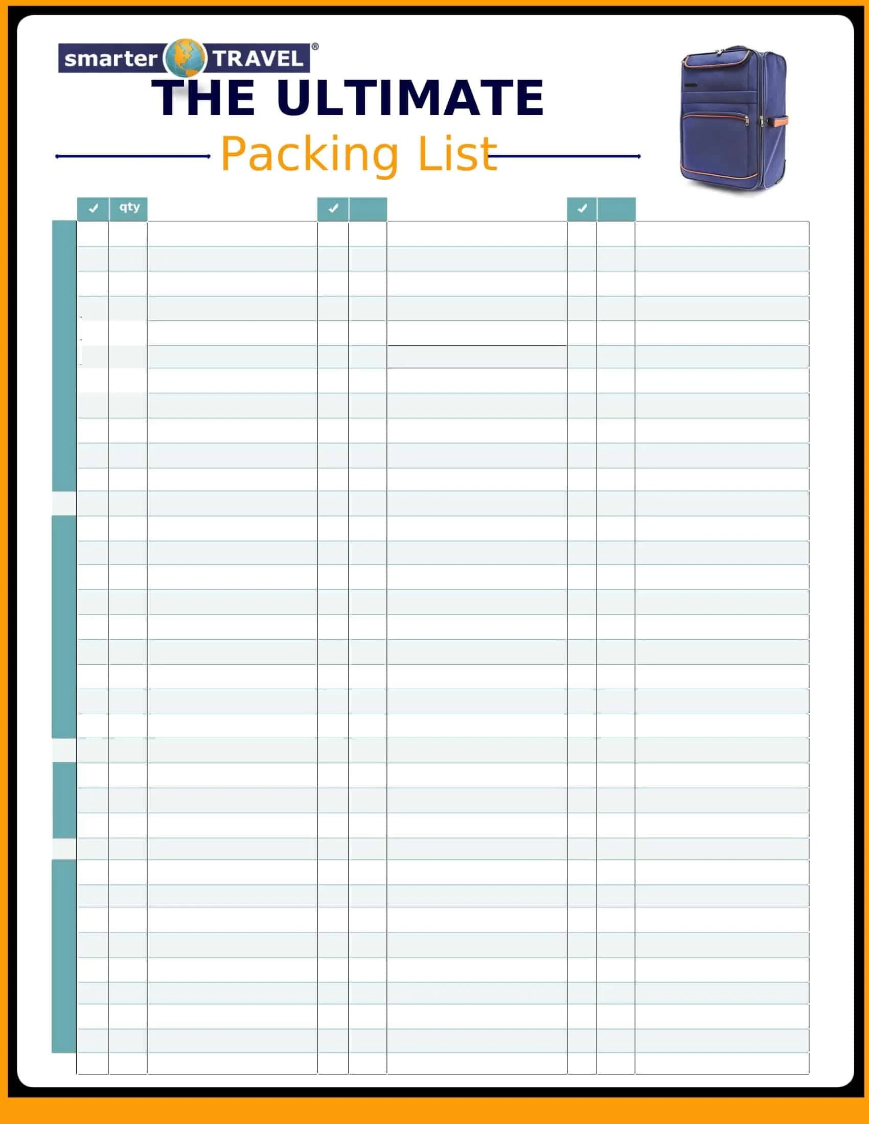 Free Printable Packing List Templates [Excel, Word, PDF] +Editable