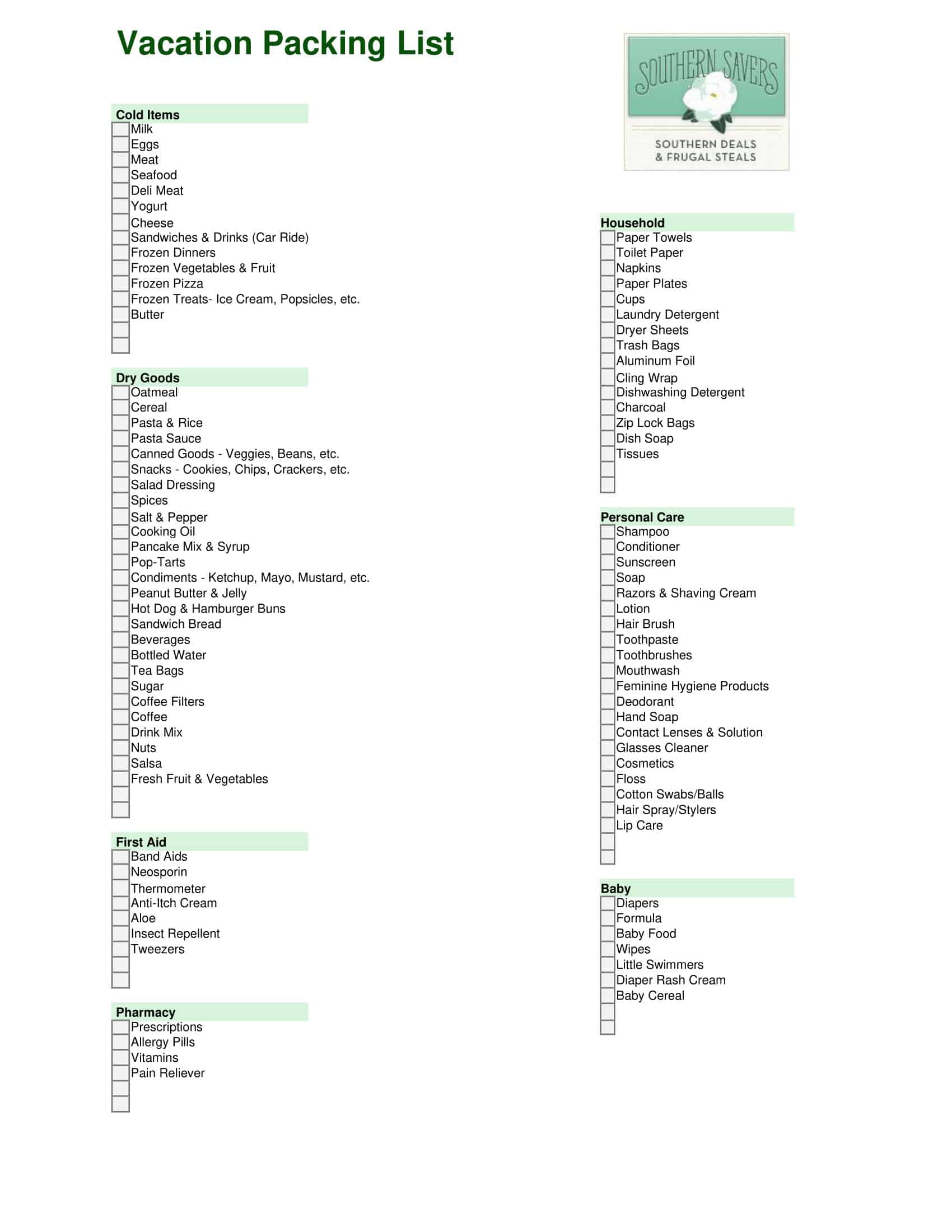 Free Printable Packing List Templates [Excel, Word, PDF] +Editable