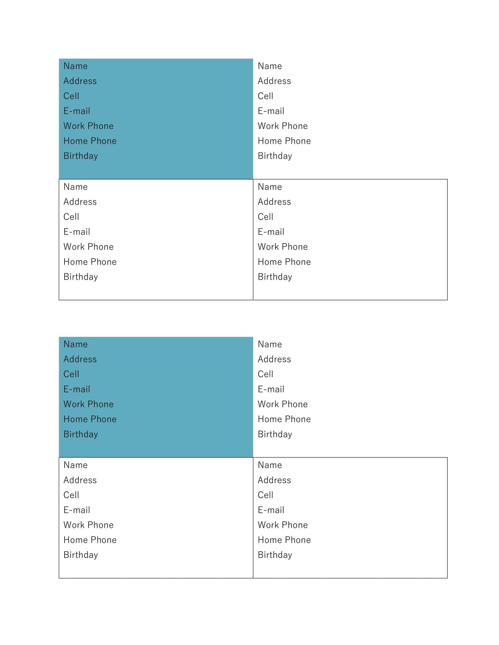 Free Printable Address Book Templates [PDF, Excel, Word]