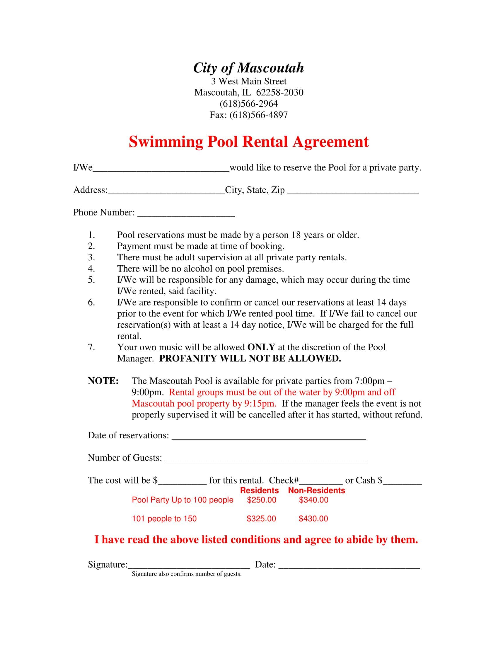 Free Printable Swimming Pool Contract Templates [PDF] Agreements