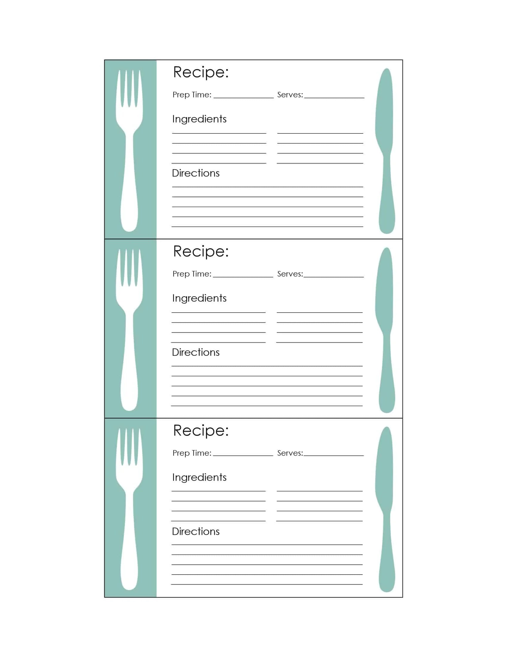 Free Printable Recipe Card Templates [PDF, Word, Excel] Editable