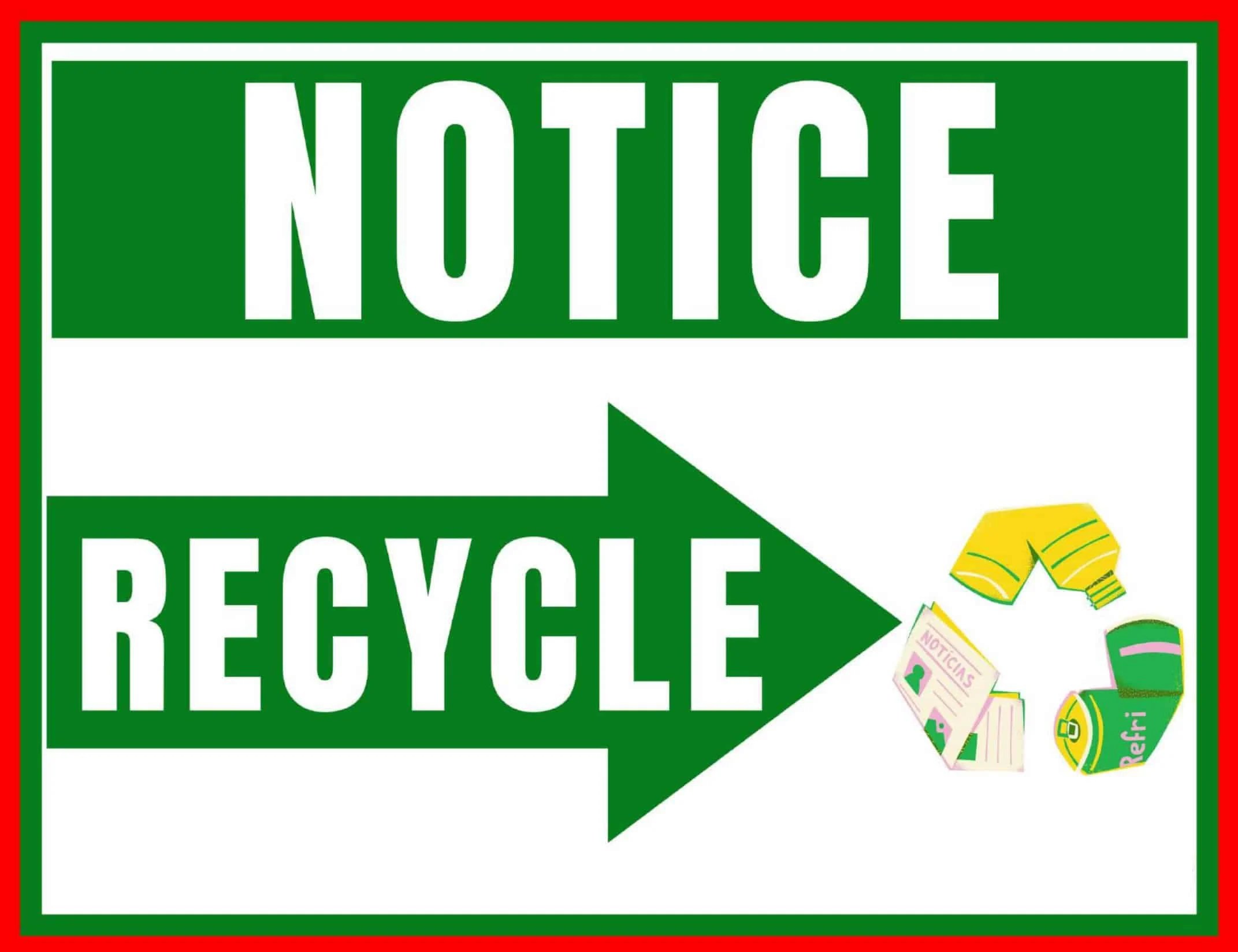 Free Printable Recycle Sign Templates [PDF] Trash Can
