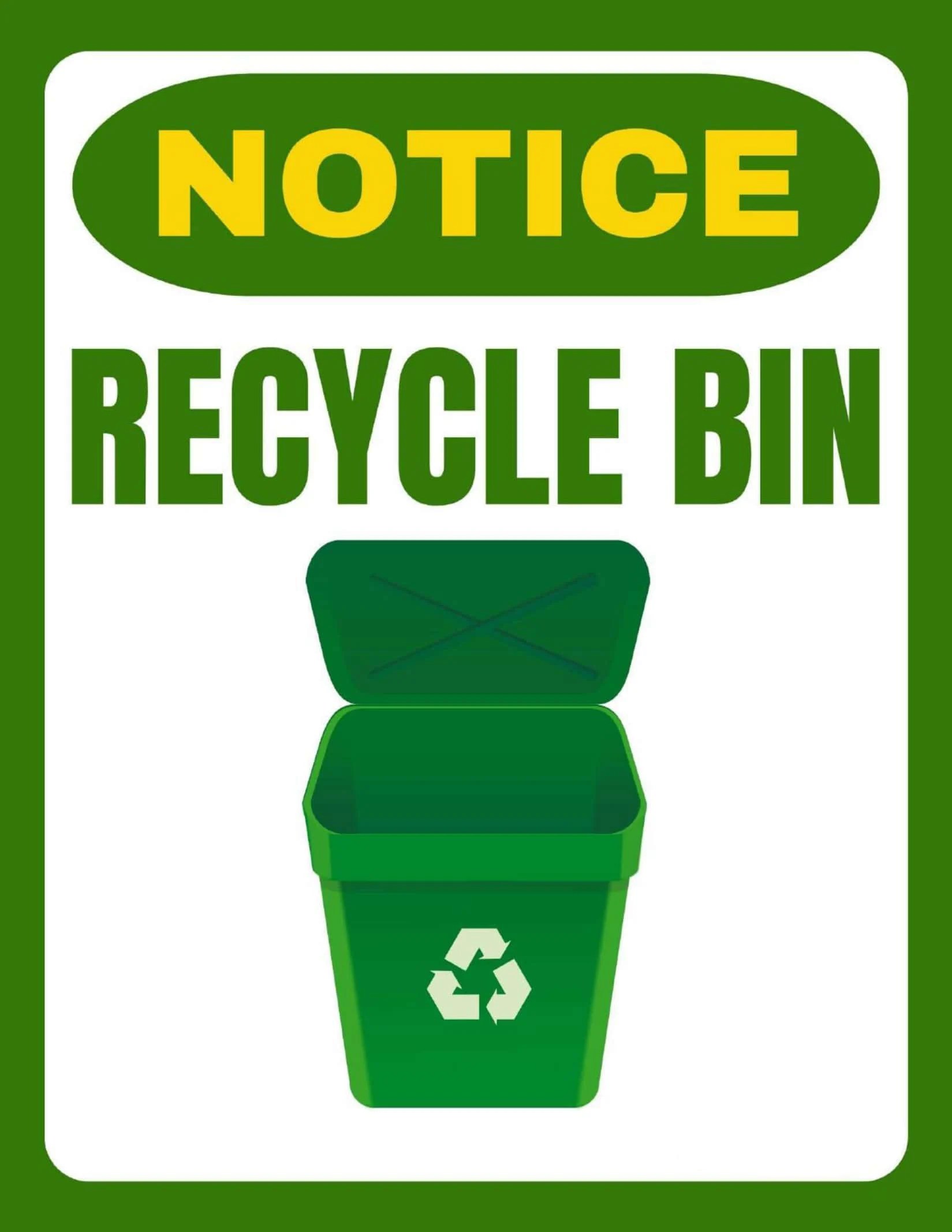 Free Printable Recycle Sign Templates [PDF] Trash Can