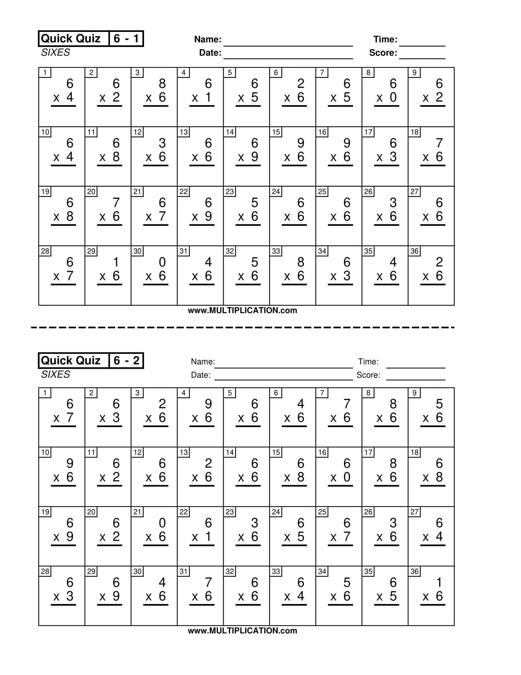 Free Printable Multiplication Worksheets [PDF] Grade 1-12 Math