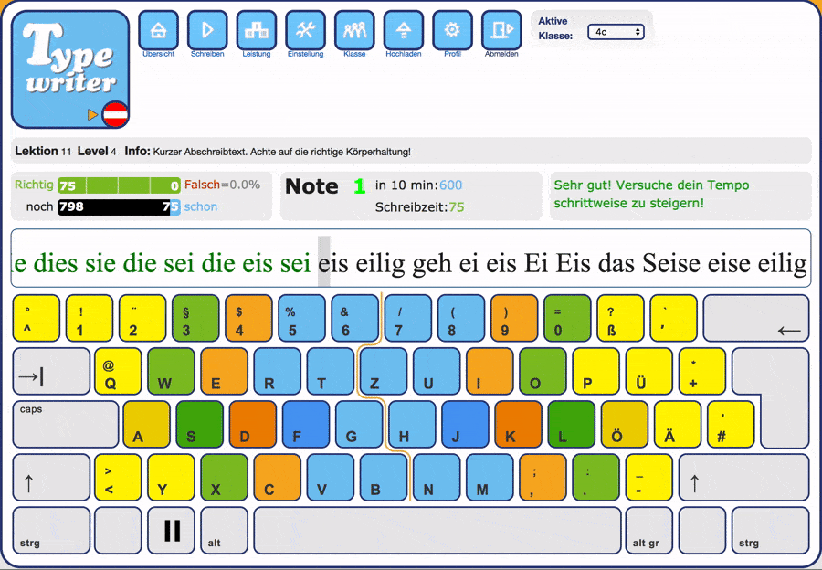 Unsere Tour Ein Blick ins Lernprogramm Typewriter