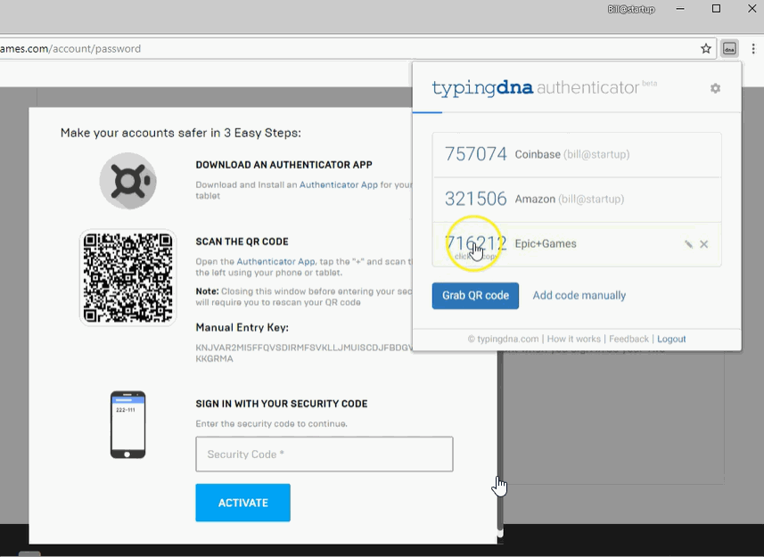 How To Set Up Fortnite With Typingdna Authenticator - Typingdna Authenticator