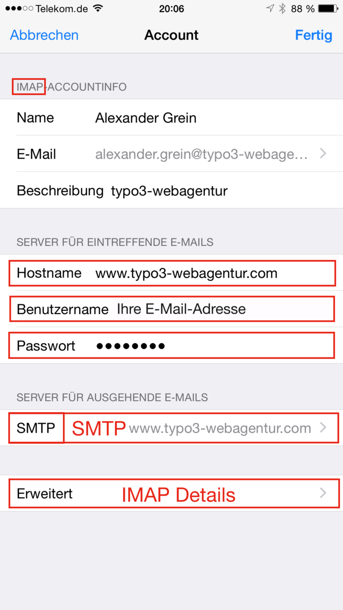 EMail Abfrage/Versand Apple Mail iOS 8 MEDIAESSENZ