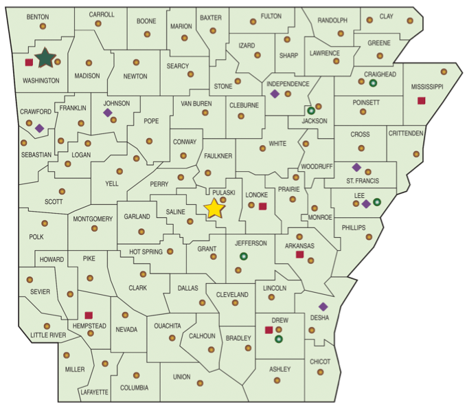 Arkansas Division of Agriculture Location Map