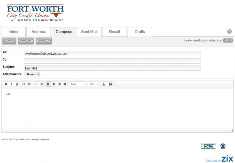 Sending Encrypted Email Fort Worth City Credit Union ZixAware