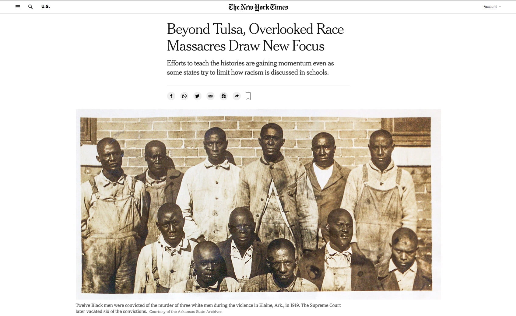 The Elaine massacre of 1919 in the New York Times University of