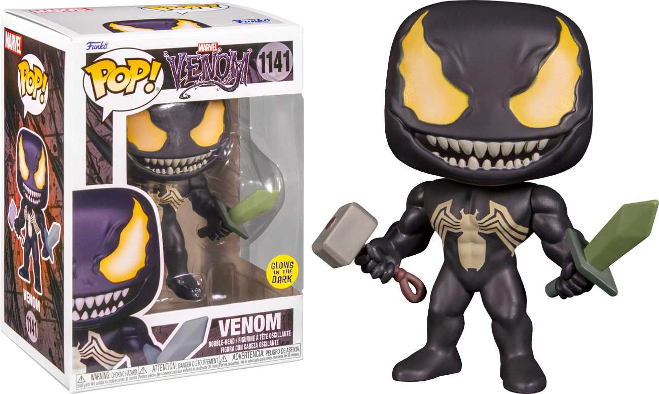 Venom Venom with Mjolnir and Sword GlowintheDark Pop! Vinyl Figure