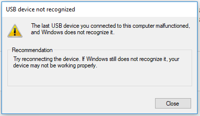 Fixed: The Last USB Device You Connected to This Computer Malfunctioned