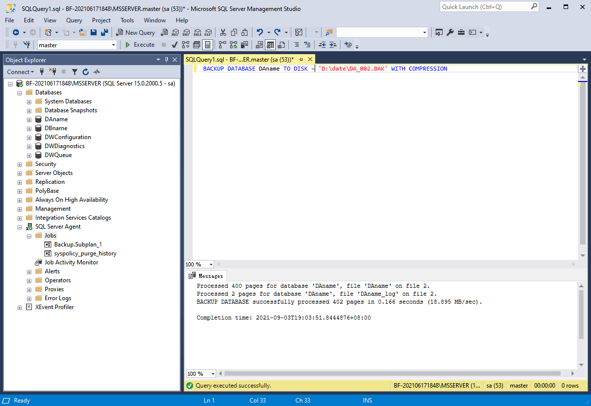 How to Backup SQL Server Database with Compression (Script)