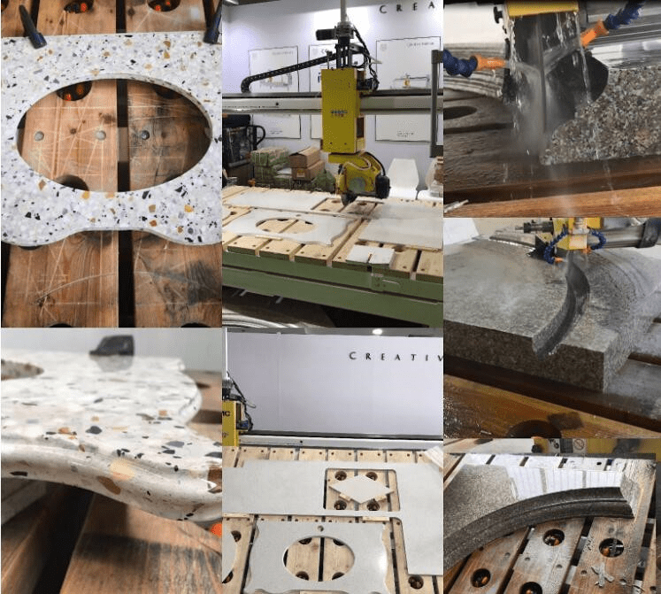 China 5axis marble granite cnc bridge saw swing stone cutting polishing