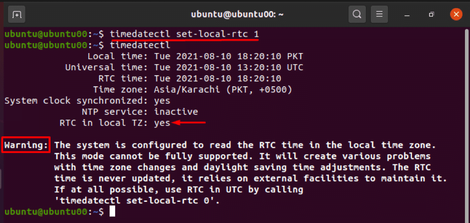 How to use ubuntu timedatectl 10