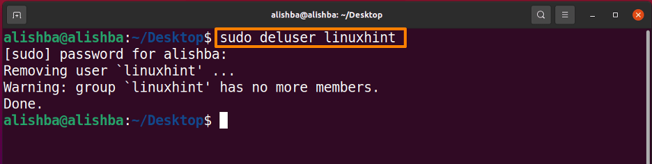 How to delete user on ubuntu 8