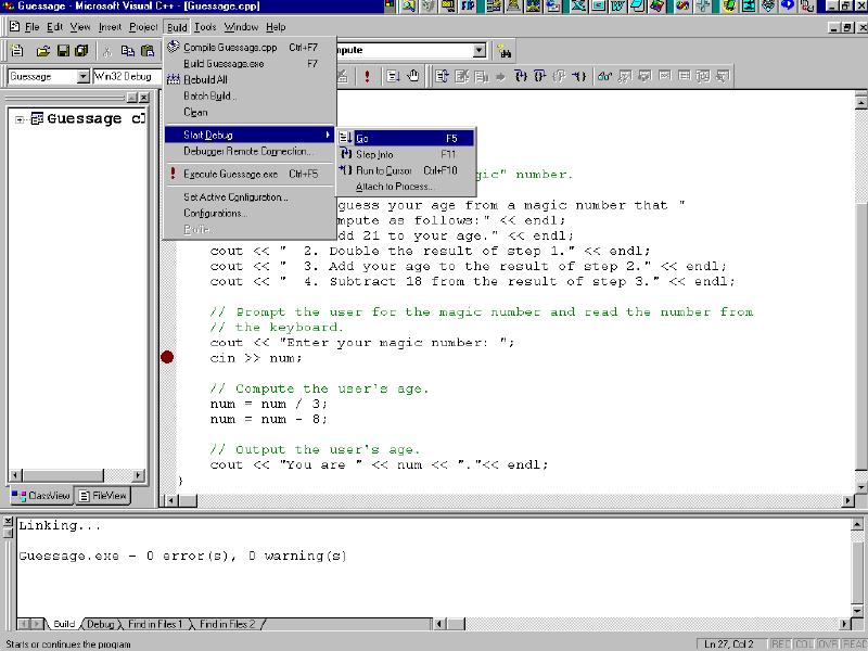Visual C++ Debug, VC++ Debug, Visual C++ Tutorial, MFC