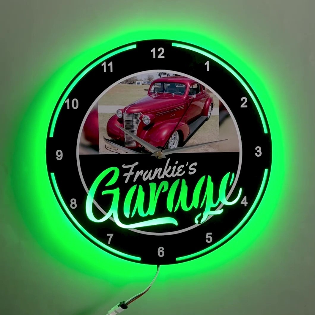 Personalized Photo Garage Clock Light