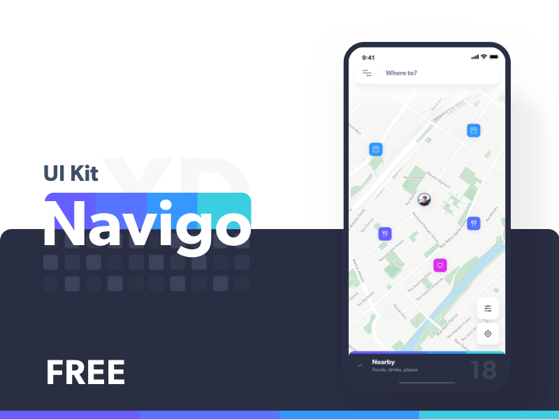 Navigation App UI Kit for Adobe XD